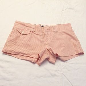American Eagle Orange White Pinstripe Shorts
